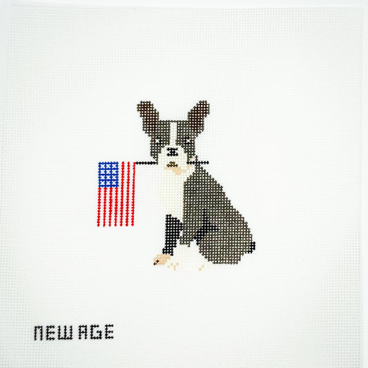 Boston Terrier with American Flag