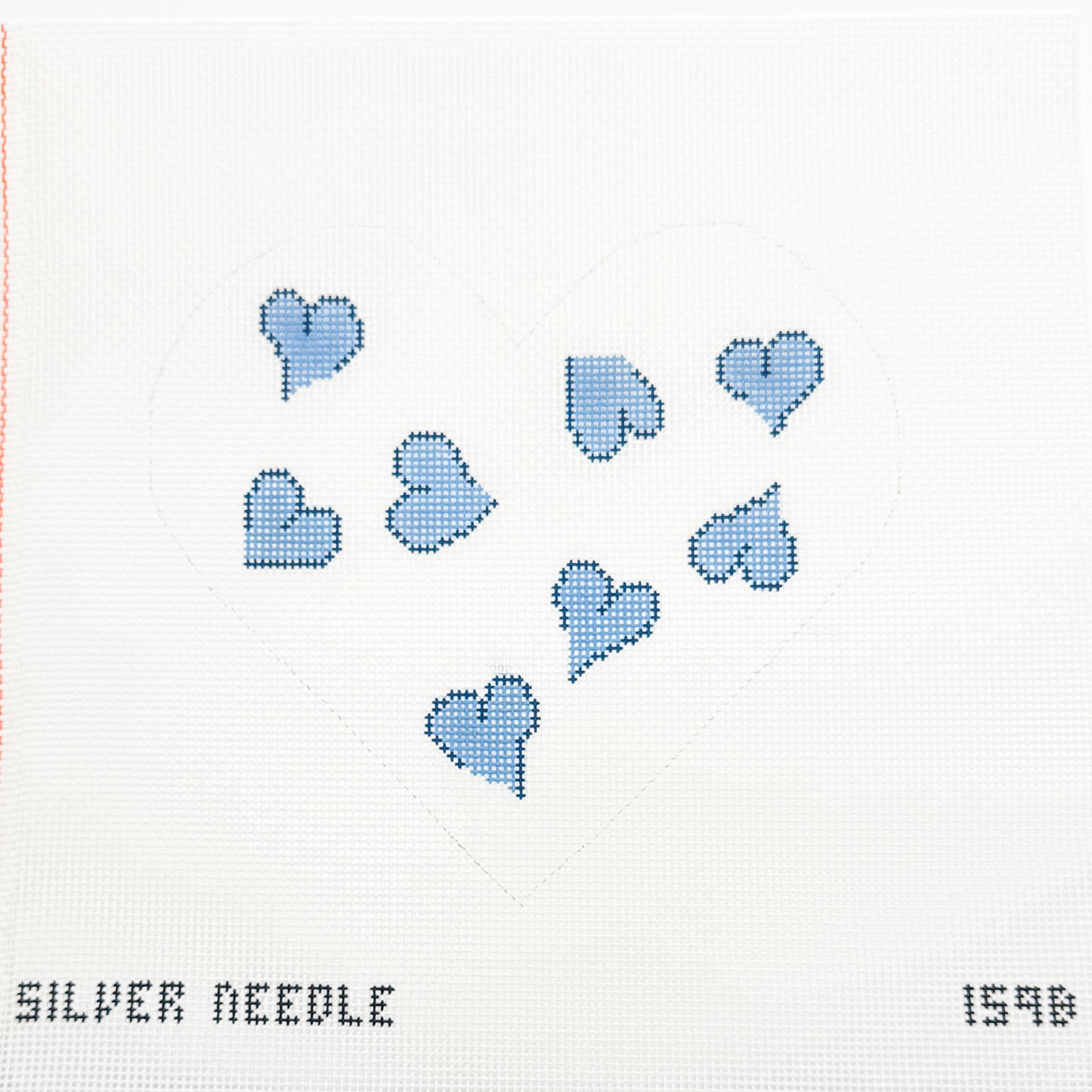 Silver Needle Blue Hearts Pillow