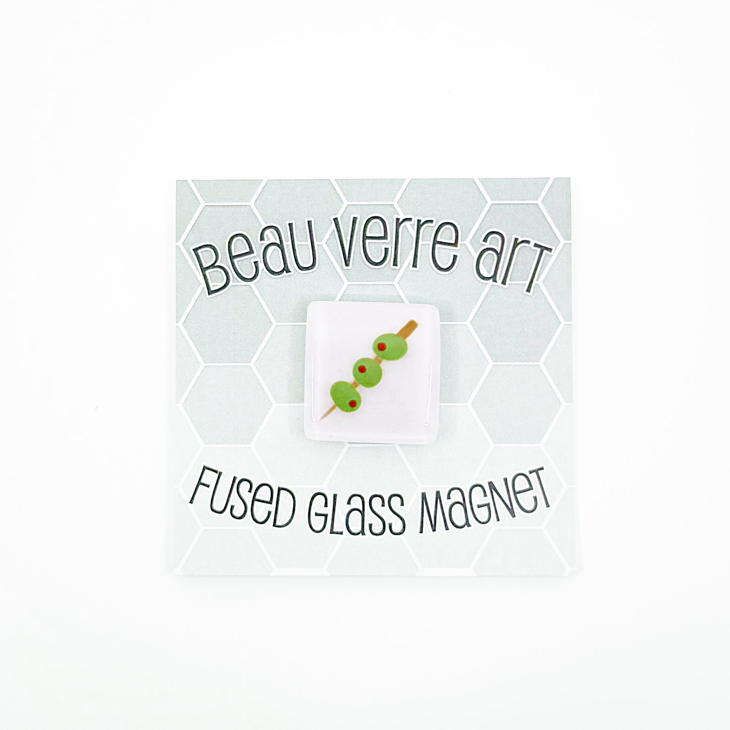 3 Olive Skewer Fused Glass Needle Minder