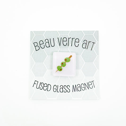 3 Olive Skewer Fused Glass Needle Minder