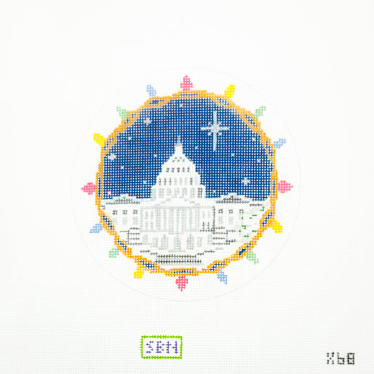 Capitol with Night Sky and Christmas Lights