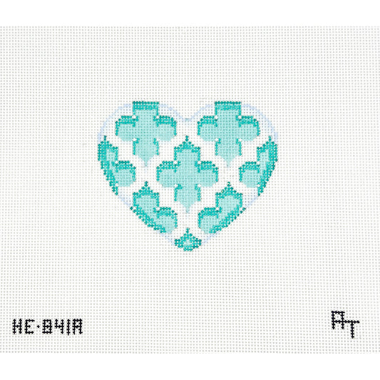 Turquoise Quatrefoil Heart