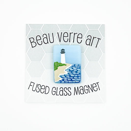 Lighthouse by the Ocean Fused Glass Needle Minder