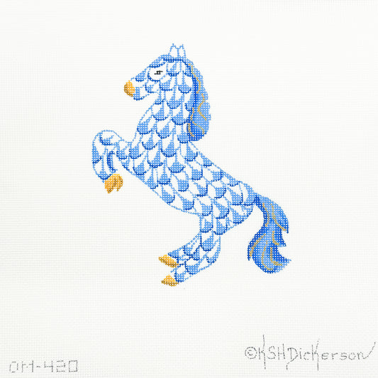Fishnet Mini Rearing Horse in Blue