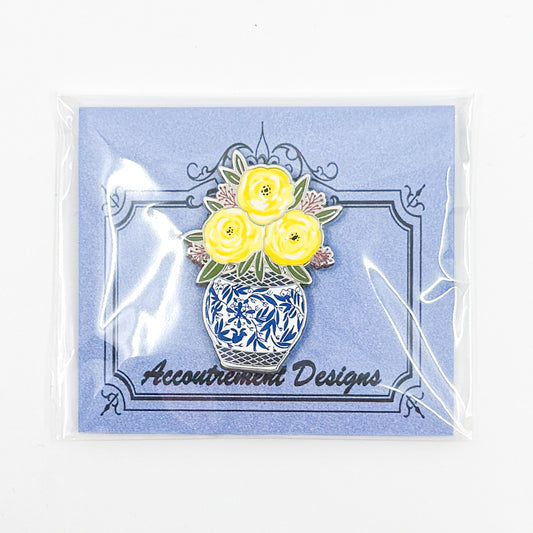 Yellow Flowers in a Blue Vase Needle Minder