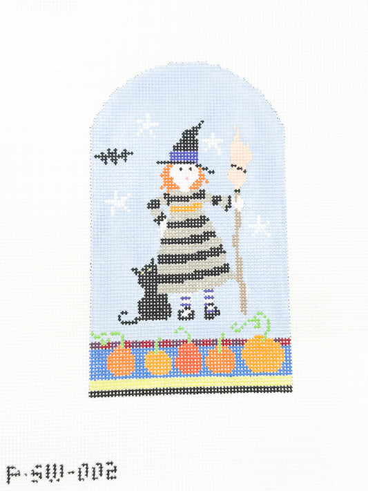 Witch with Broom Domed Stand Up