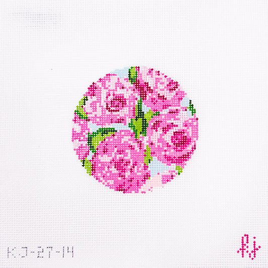Roses on Teal Round