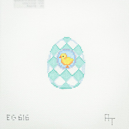 Chick / Aqua Harlequin Mini Egg