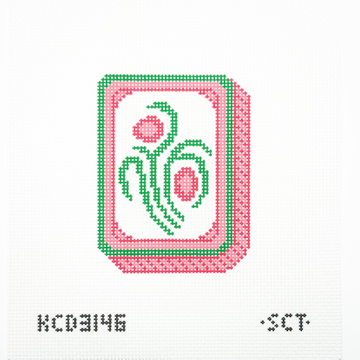 Pink Flower Mahjong Tile