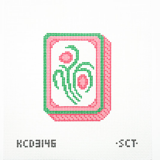 Pink Flower Mahjong Tile