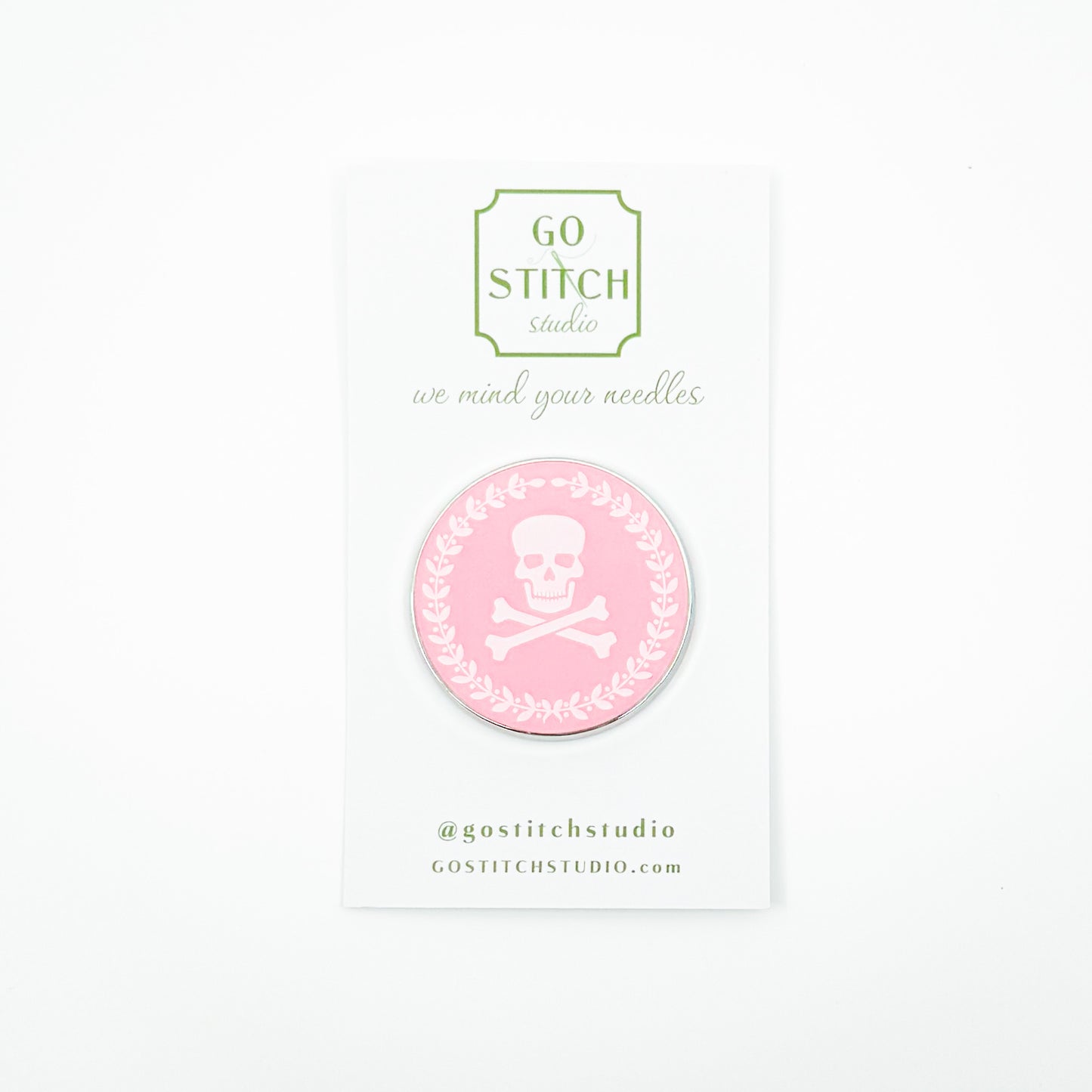 Pink Jolly Rodger Round Needleminder