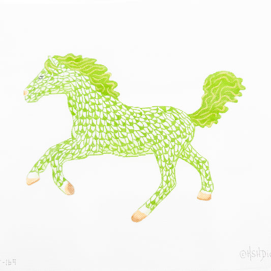 Lime Green Fishnet Galloping Horse