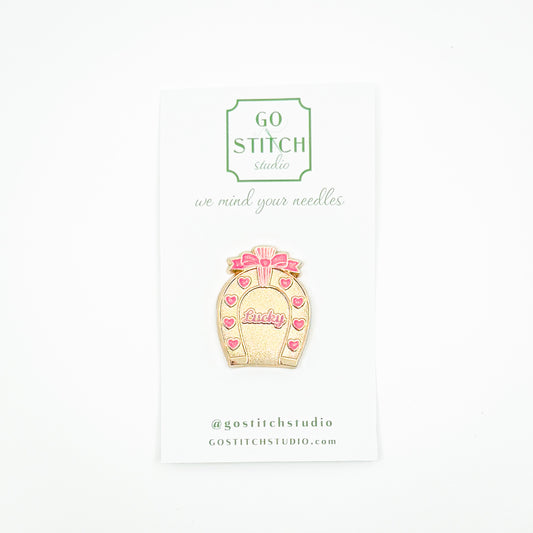 Lucky Heart Horseshoe in Pink Needle Minder