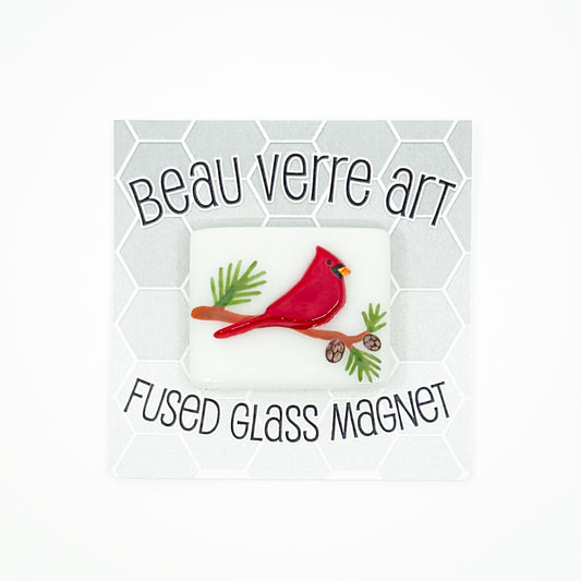 Cardinal Fused Glass Needle Minder