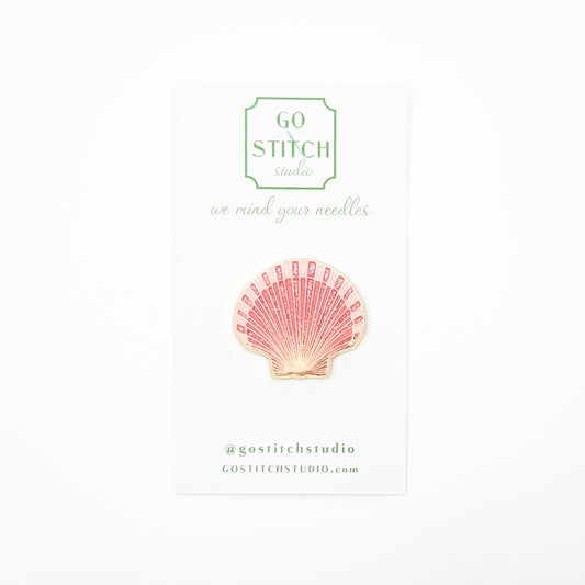 Pink Glitter Scallop Seashell Needle Minder