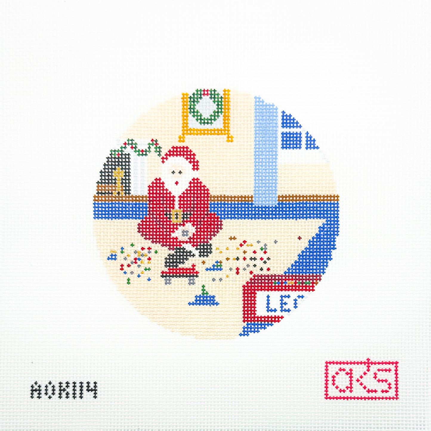 Santa with Building Bricks Round