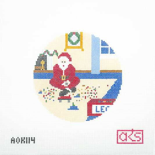 Santa with Building Bricks Round