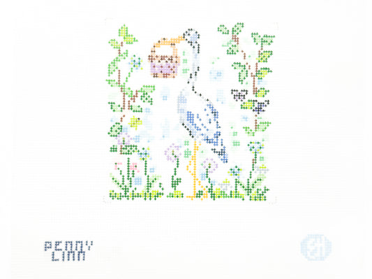 Stork with Baby Basket