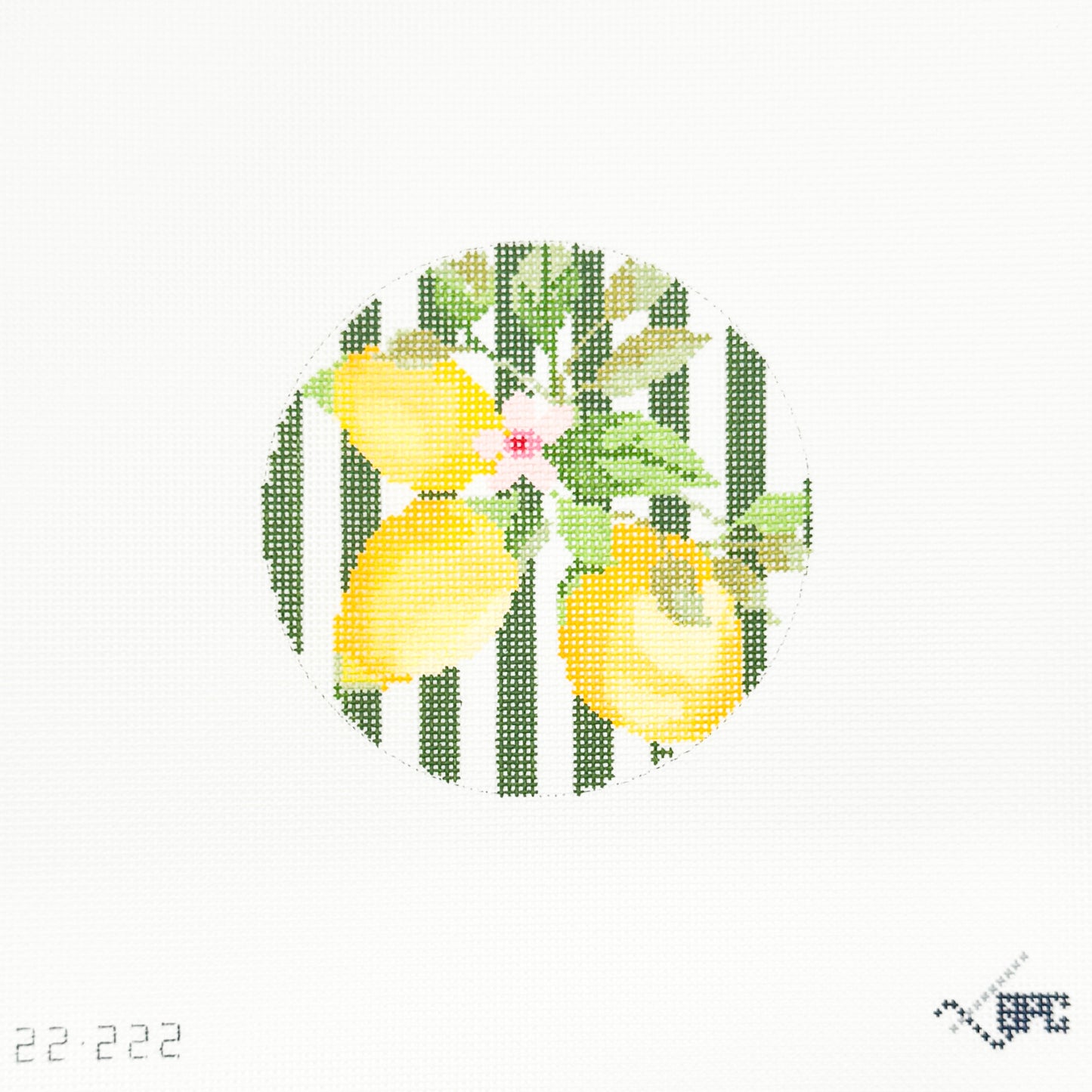 Lemons 4" Striped Background Round