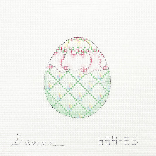 Green Lattice and Pink Ruched Ribbon Easter Egg (small)