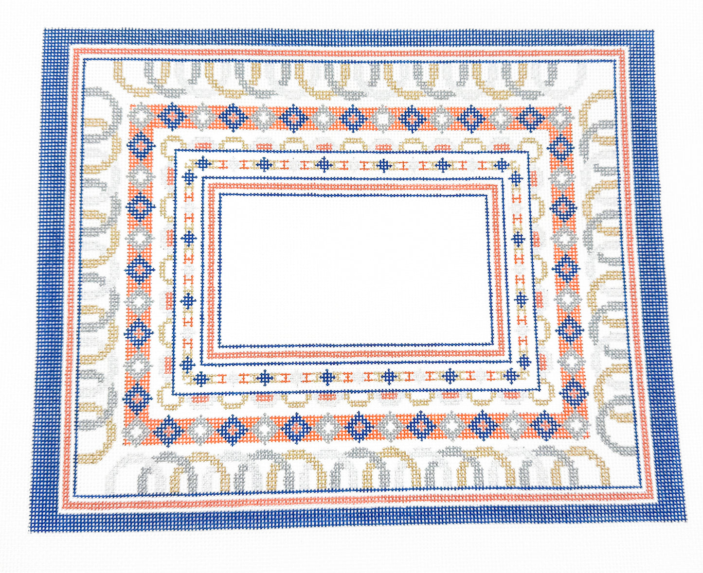 Navy and Orange Patterned Tallis Bag