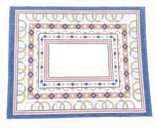 Navy and Orange Patterned Tallis Bag