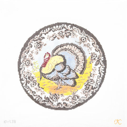 Transferware Turkey Pillow