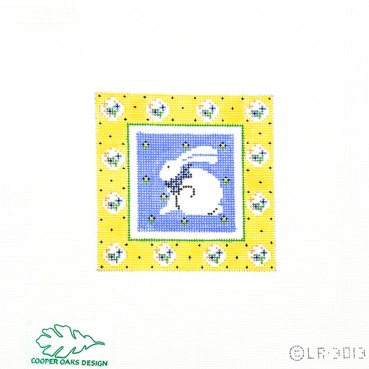 Bunny on Blue with Yellow Frame