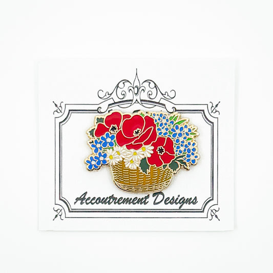 Patriotic Flower Basket Needle Minder