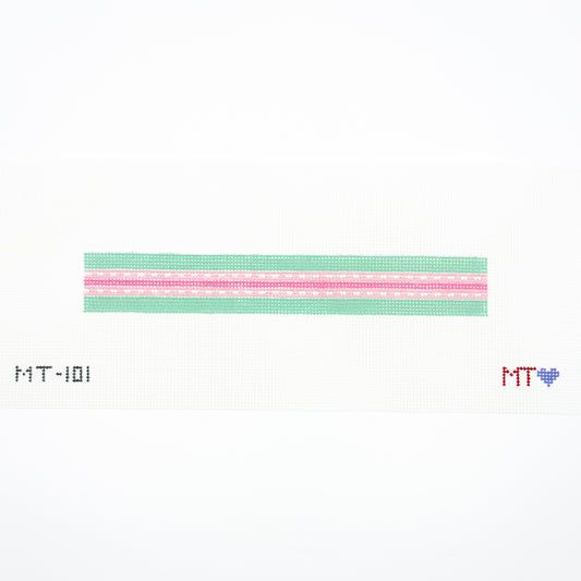 Dash Ribbon Pink + Green Key Fob