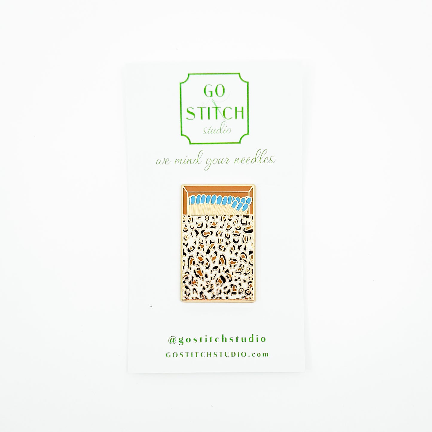 Blue Leopard Print Matchbox Needleminder