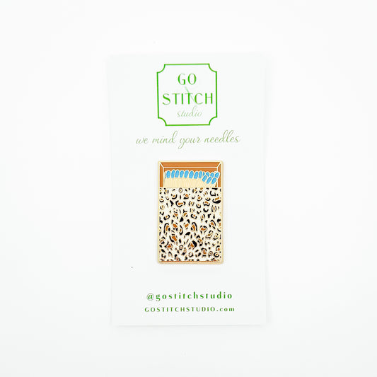 Blue Leopard Print Matchbox Needleminder