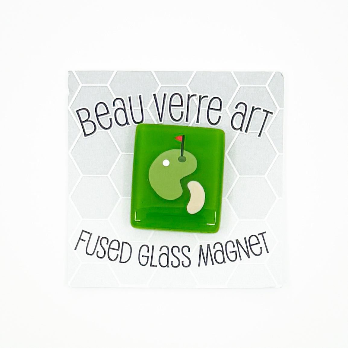 Golf Course with Red Flag Fused Glass Needle Minder