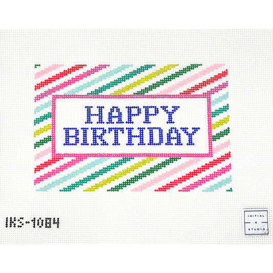 Stripes Happy Birthday Sign