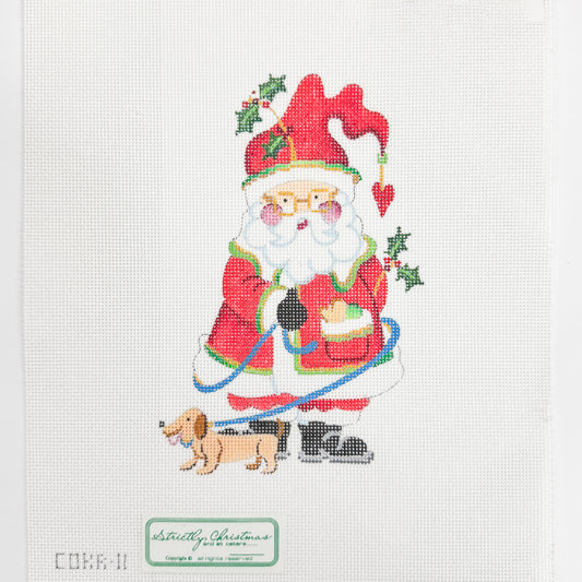 Santa with Pink and Purple Bow Puppy