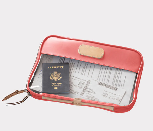 Jon Hart Clear Folio in Coral Coated Canvas - CUSTOMIZABLE