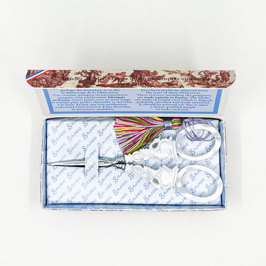 Sajou Mother of Pearl Style Swan Scissors with (purple + pink + yellow + green) Scissors