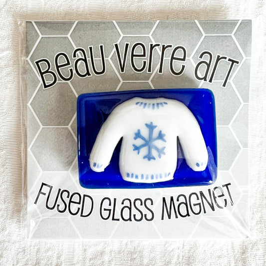 Snowflake Sweater Fused Glass Needle Minder