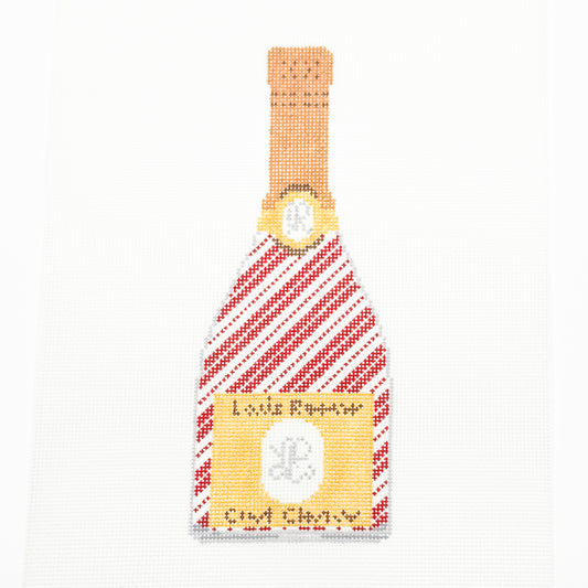 Champagne Bottle with Candy Cane Stripes