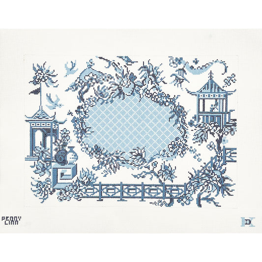 Chinoiserie Toile Blue on White