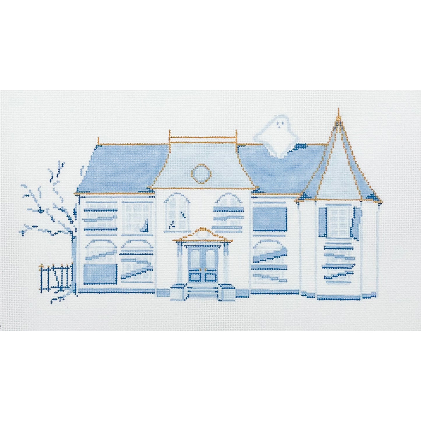 Blue + White Haunted House