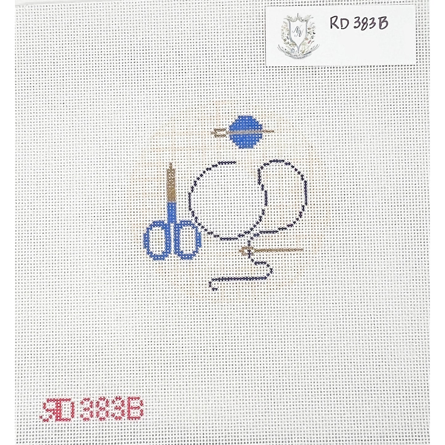 Needlepoint Monogram Round Blue