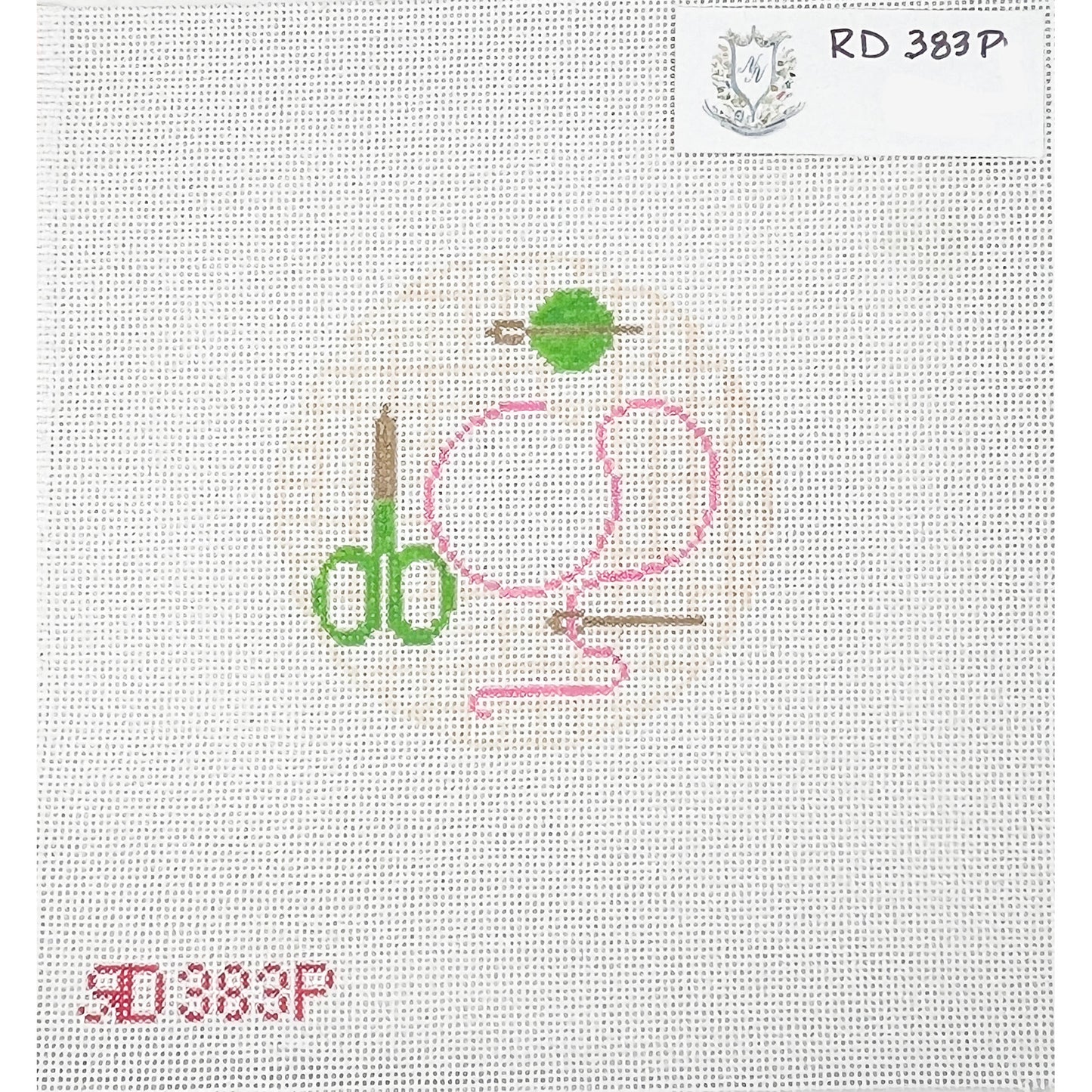 Needlepoint Monogram Round Pink