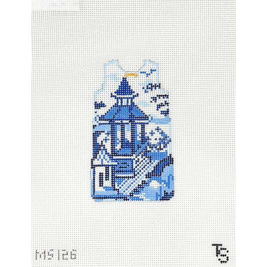 Blue & White Pagoda Mini Shift